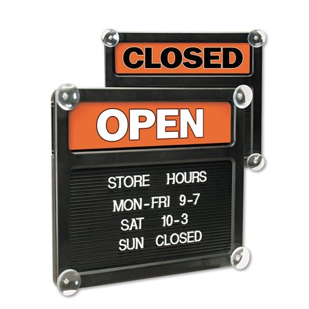 Headline Sign Double-Sided Open/Closed Sign w/Plastic Push Characters, 14.375x12.375 3727
